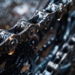 Close up of a nice bike chain in the rain